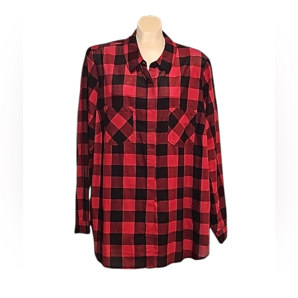 💚 Pennington’s Button Down Buffalo Plaid Top, Size 2X.